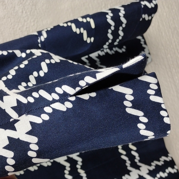 Pendleton Navy Blue 100% Silk Collarless  Elbow Length Sleeve Open Front Blazer - Picture 11 of 13